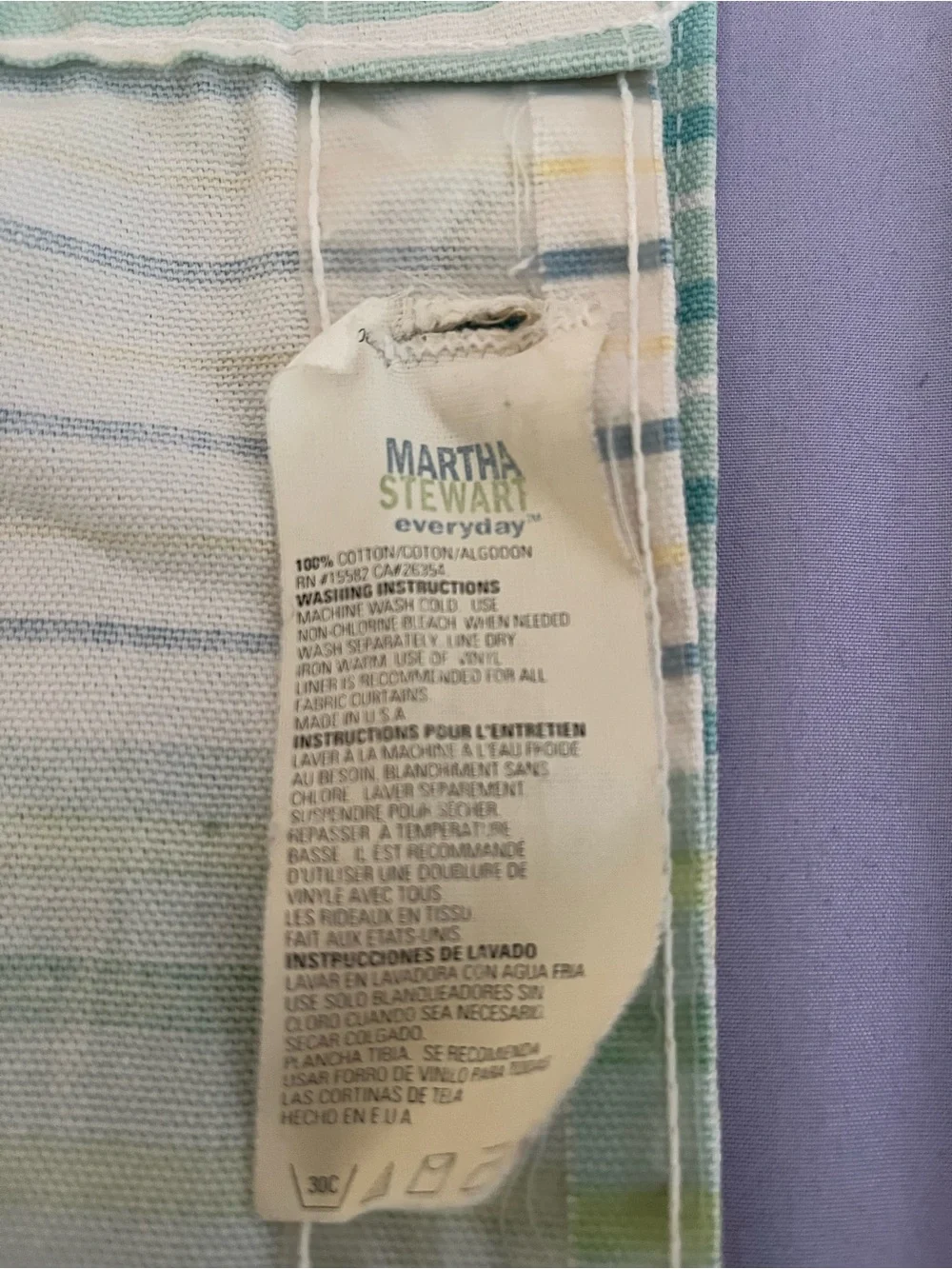 Martha Stewart Striped Patchwork shower curtain.
